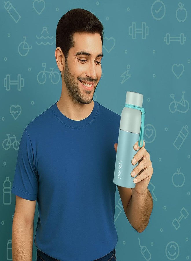 Perch Zenith ISI Certified Hot and Cold Steel Water Bottle 560ml, Vacuum Insulated Flask for Adults | BPA-Free, Leakproof | Easy to Carry Bottle for Office, School, Gym (Cyan) - Image 2